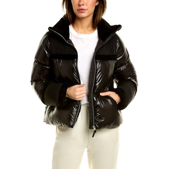 Mackage MIYA lustrous light down jacket with shearling trim MEDIUM - Picture 1 of 14